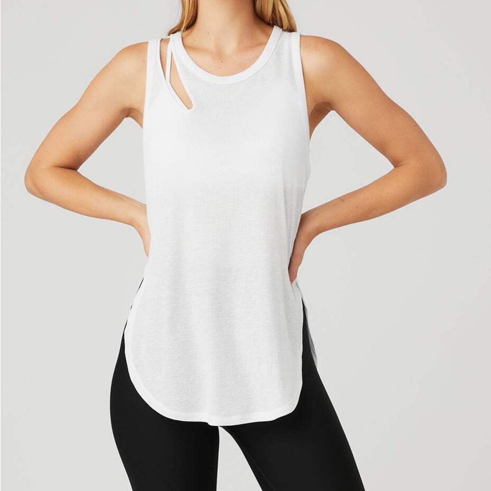 Alo, Small, Ecru Tank Top, Yoga, RacerBack, Cream, White